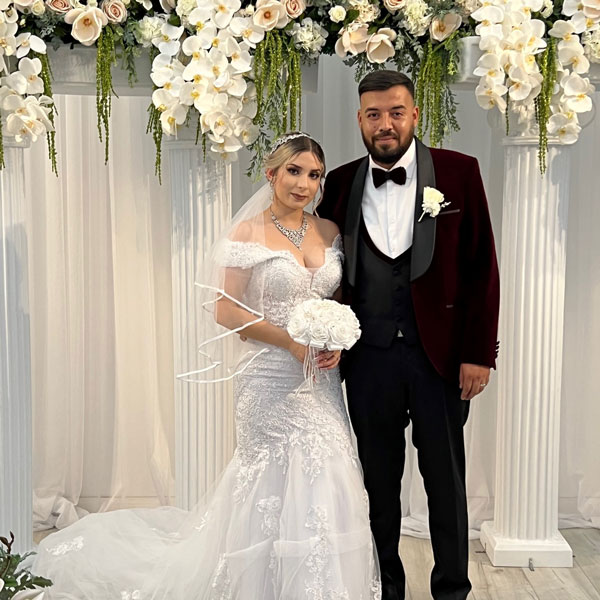 bride and groom in chapel